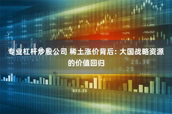 专业杠杆炒股公司 稀土涨价背后: 大国战略资源的价值回归